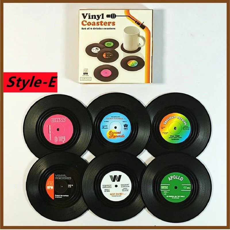 six-piece-retro-style-vinyl-record-coaster-set-255794 Six Piece Retro Style Vinyl Record Coaster Set 255794