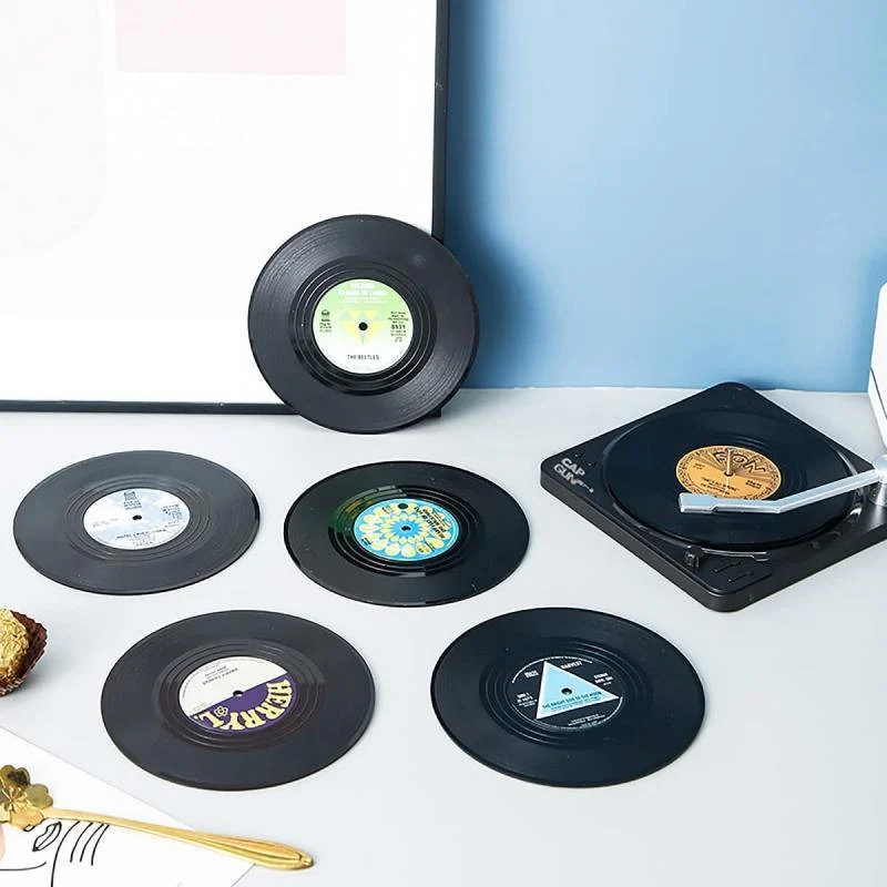 six-piece-retro-style-vinyl-record-coaster-set-599569 Six Piece Retro Style Vinyl Record Coaster Set 599569