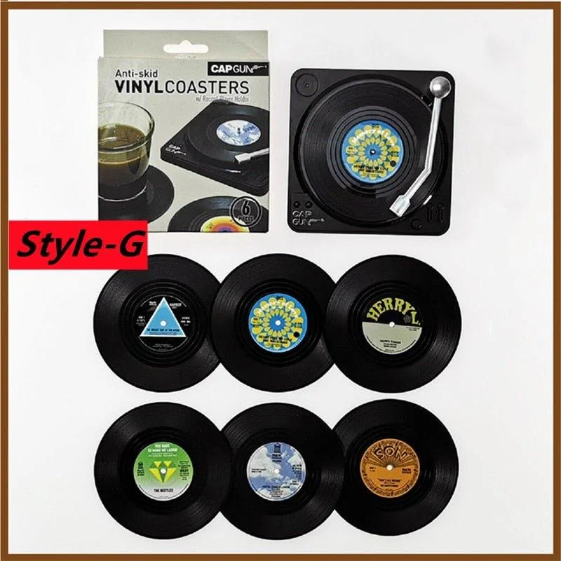 six-piece-retro-style-vinyl-record-coaster-set-971632 Six Piece Retro Style Vinyl Record Coaster Set 971632