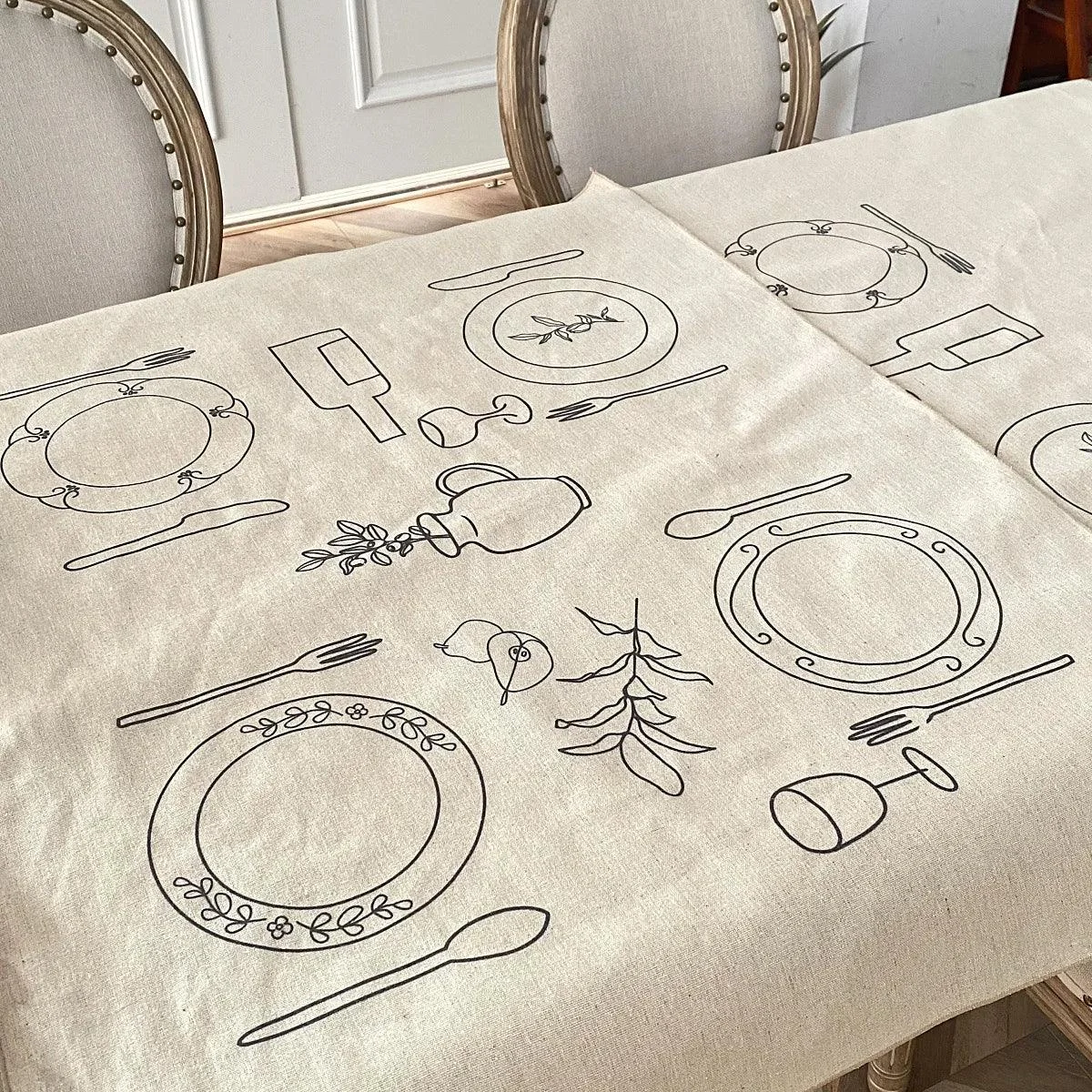 sketch-design-linen-tablecloth-760022 Sketch Design Linen Tablecloth 760022