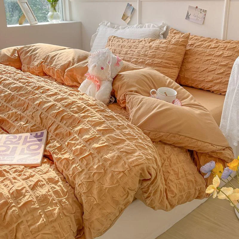solid-colour-seersucker-single-bedding-set-155093 Solid Colour Seersucker Single Bedding Set 155093