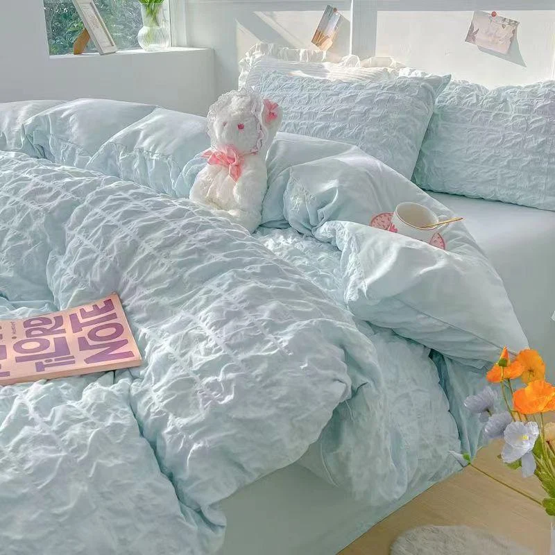 solid-colour-seersucker-single-bedding-set-233353 Solid Colour Seersucker Single Bedding Set 233353
