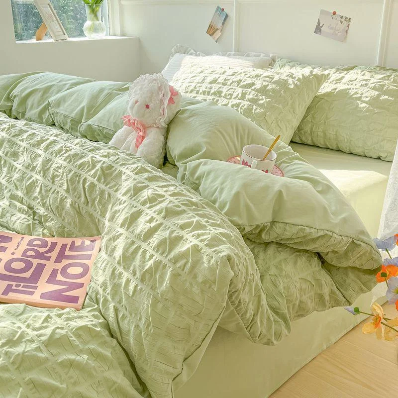 solid-colour-seersucker-single-bedding-set-300619 Solid Colour Seersucker Single Bedding Set 300619