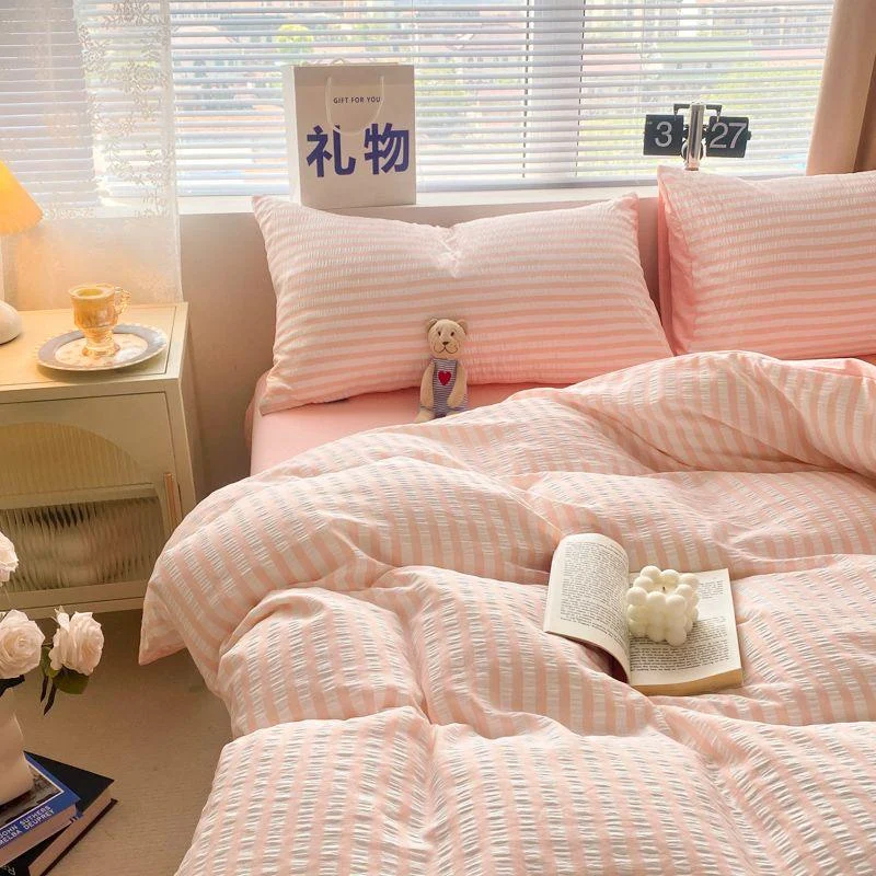 solid-colour-seersucker-single-bedding-set-309056 Solid Colour Seersucker Single Bedding Set 309056