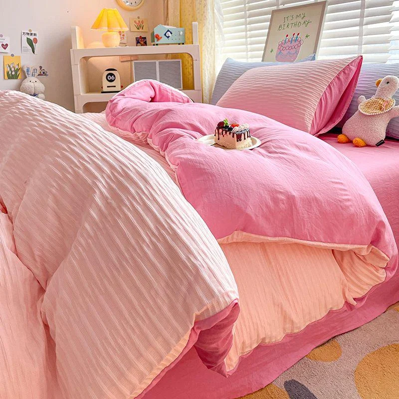solid-colour-seersucker-single-bedding-set-329790 Solid Colour Seersucker Single Bedding Set 329790