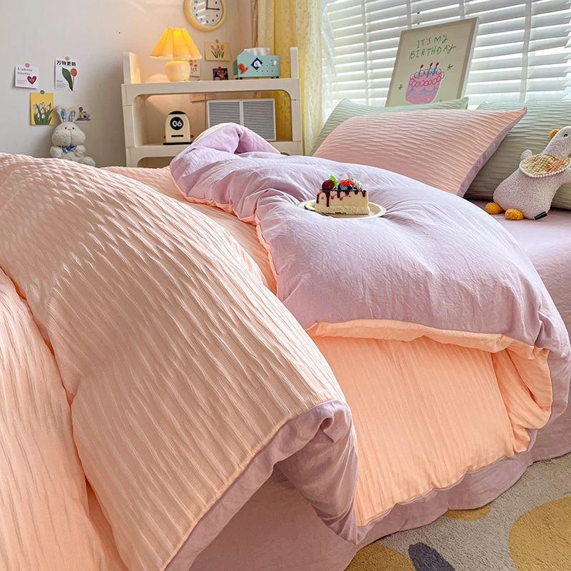 solid-colour-seersucker-single-bedding-set-834281 Solid Colour Seersucker Single Bedding Set 834281