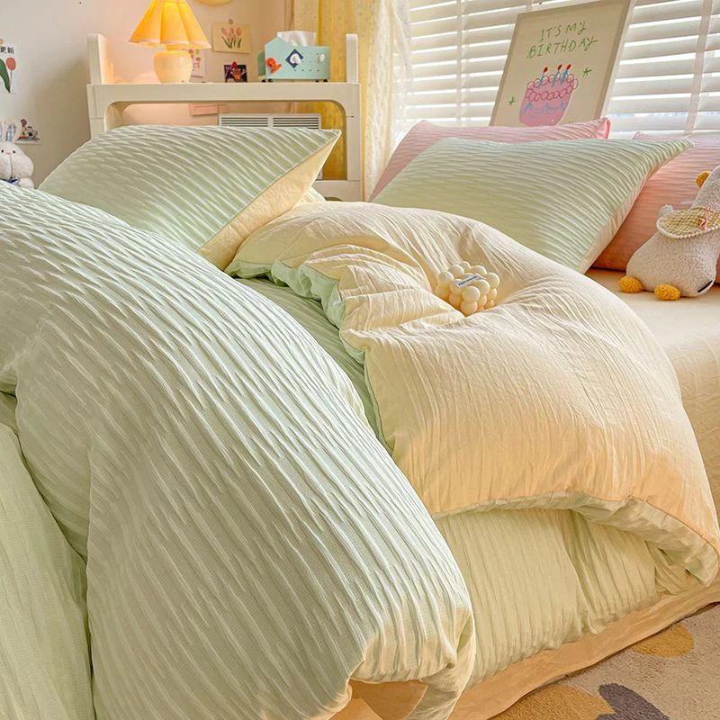 solid-colour-seersucker-single-bedding-set-885737 Solid Colour Seersucker Single Bedding Set 885737