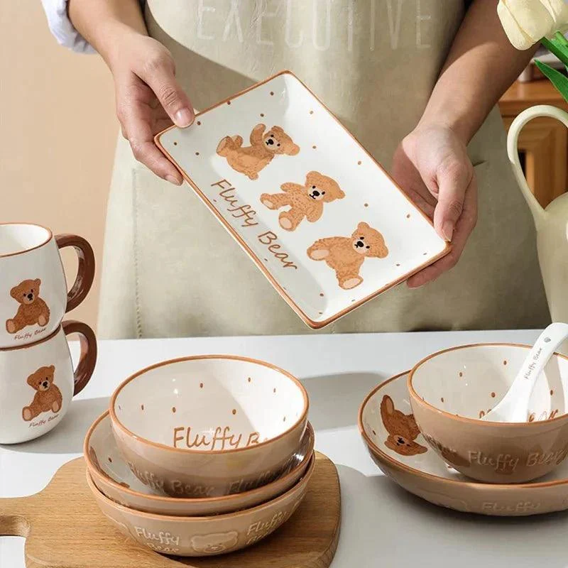 teddy-bear-ceramic-plate-bowl-dinnerware-set-241160 Teddy Bear Ceramic Plate Bowl Dinnerware Set 241160