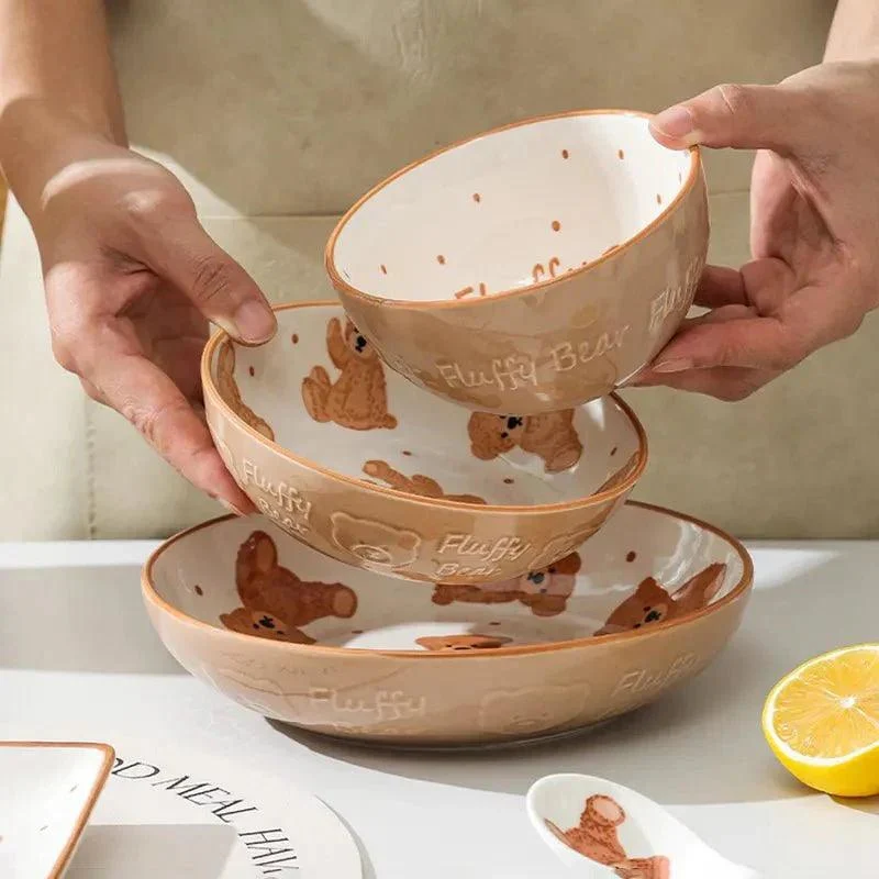 teddy-bear-ceramic-plate-bowl-dinnerware-set-809477 Teddy Bear Ceramic Plate Bowl Dinnerware Set 809477