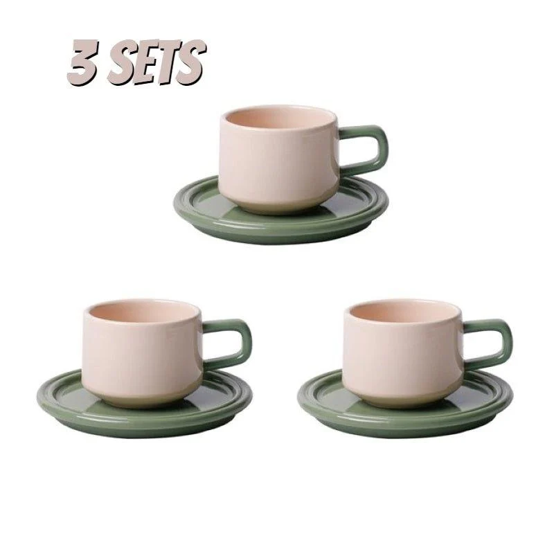 Three Piece Ceramic Cups And Saucers Set 554003