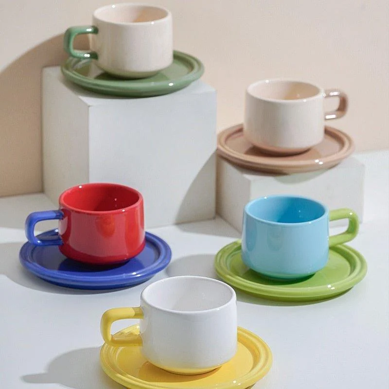 Three Piece Ceramic Cups And Saucers Set 797298
