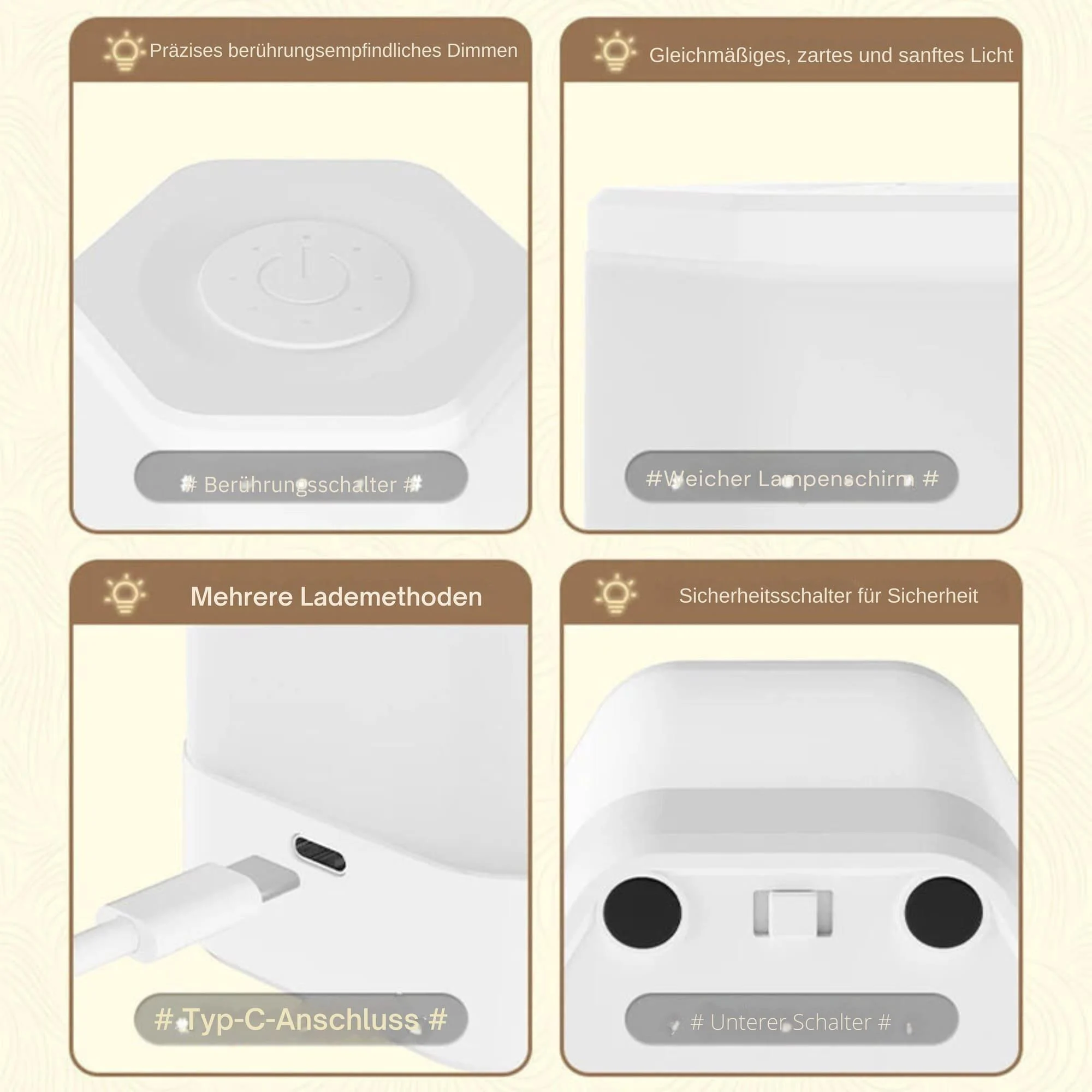 Touchshine Moderne Tischlampe Touch Steuerung Led Elegant Minimalistisch Ambiente Xlumina 8