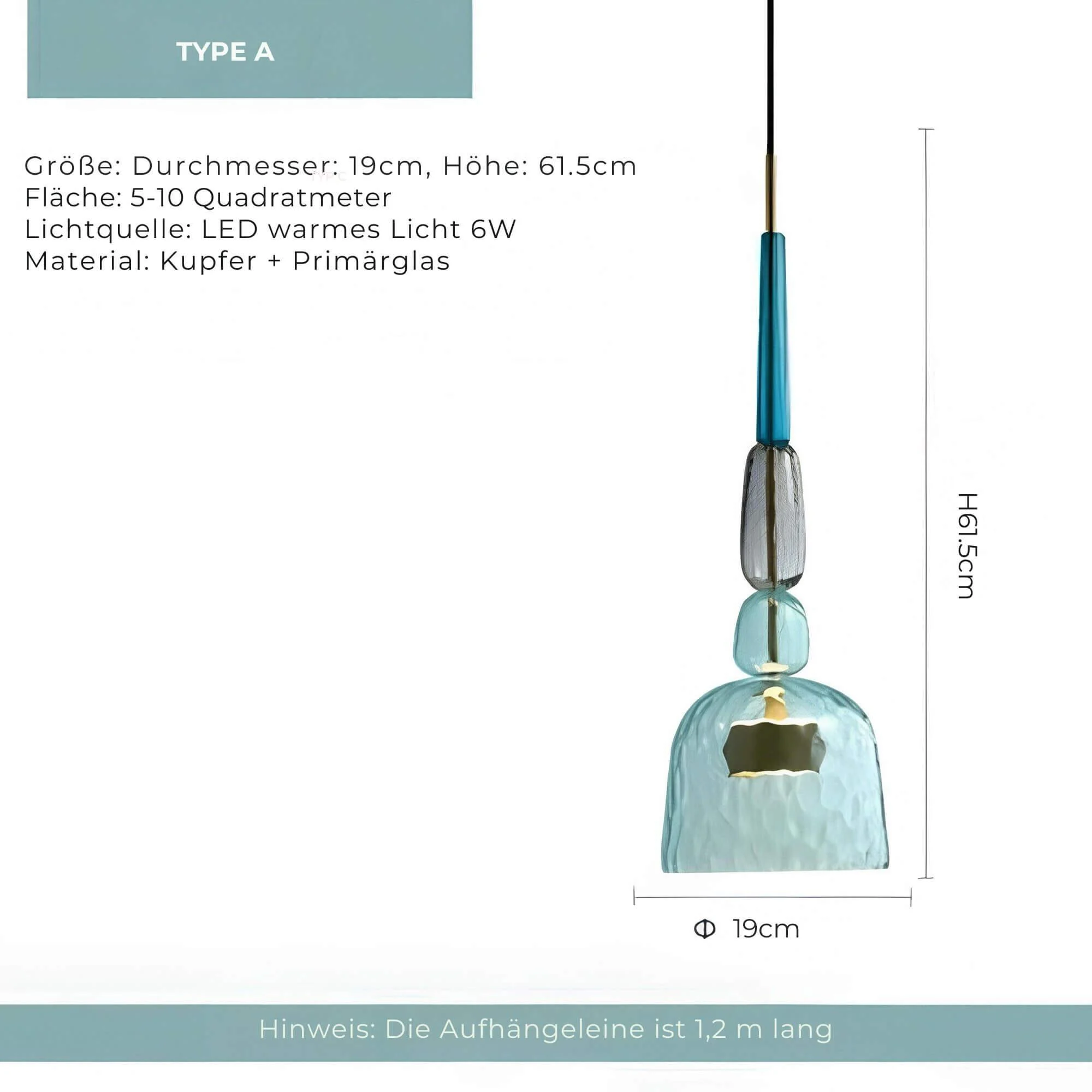 Urbansimplicity Pendelleuchte Farbiges Glas Bernstein Blau Gruen Klein Mittel Gross Xlumina6