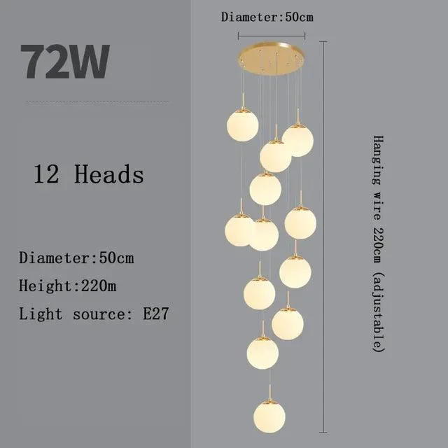 v-1097840730__681322400 Silver Gold European Glass Ball LED Pendant Lighting Living Dining Room Stairs Loft Chandelier - ISTANBULLU LTD
