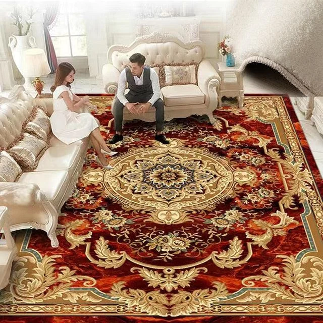 Red Blue Baroque Europe Carpet Thickened Living Room Rugs Large Decor - ISTANBULLU LTD
