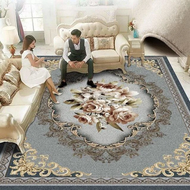 Red Blue Baroque Europe Carpet Thickened Living Room Rugs Large Decor - ISTANBULLU LTD