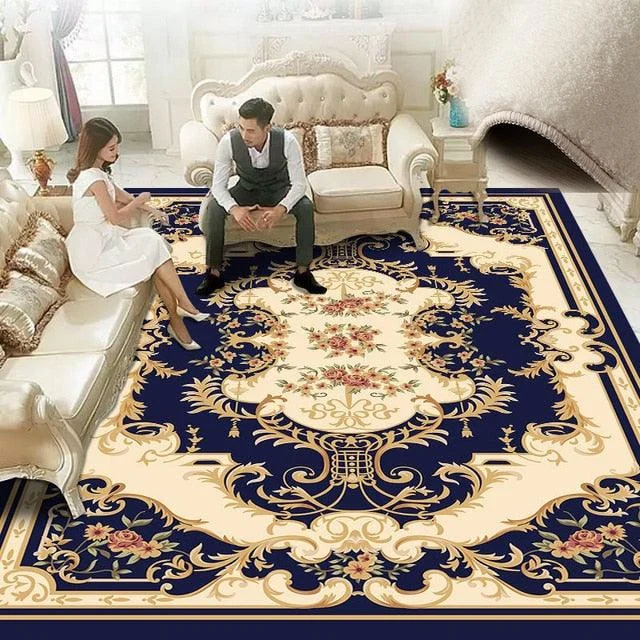 Red Blue Baroque Europe Carpet Thickened Living Room Rugs Large Decor - ISTANBULLU LTD