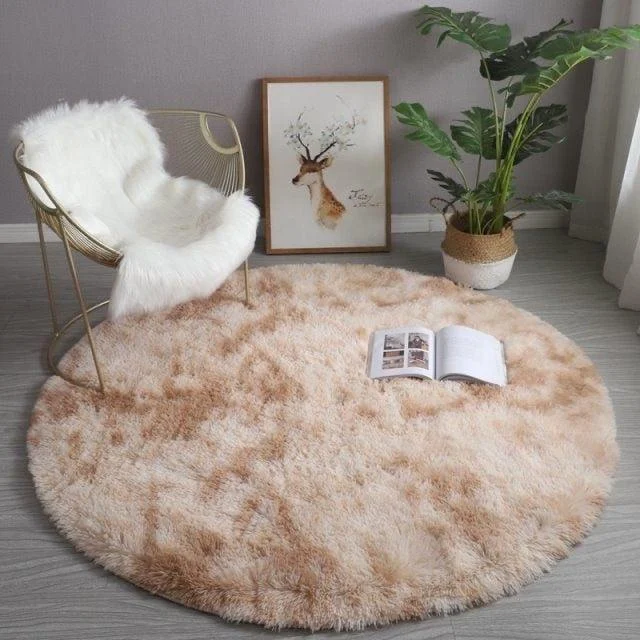 v-1194175254__-1164097744 White Rainbow Round Carpet for Kids Rugs Soft Decor Living Room - ISTANBULLU LTD