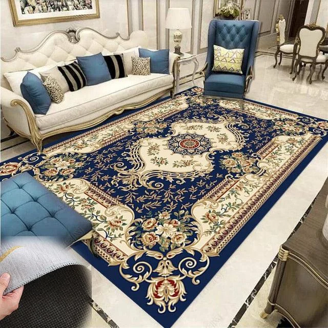 Red Blue Baroque Europe Carpet Thickened Living Room Rugs Large Decor - ISTANBULLU LTD