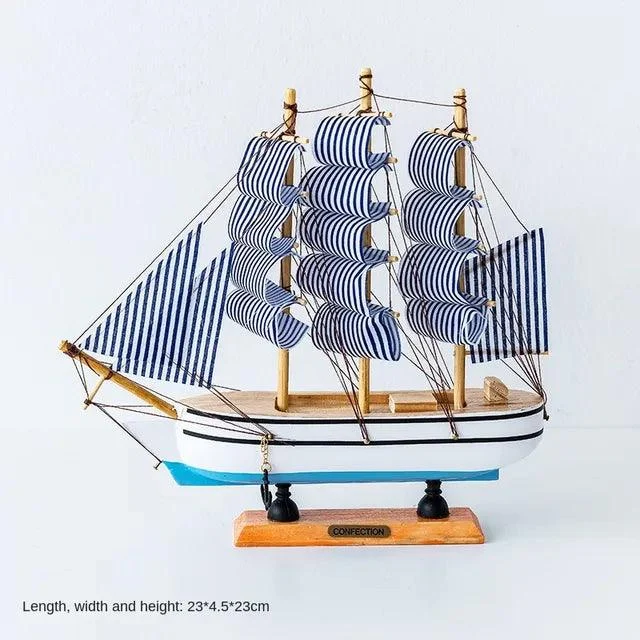 v-1481612237__264267218 Wooden Sailboat Model Decoration Crafts Birthday Gift Sculptures and Statues - ISTANBULLU LTD