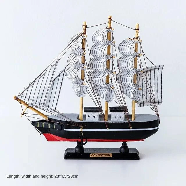 v-1481612238__106547330 Wooden Sailboat Model Decoration Crafts Birthday Gift Sculptures and Statues - ISTANBULLU LTD