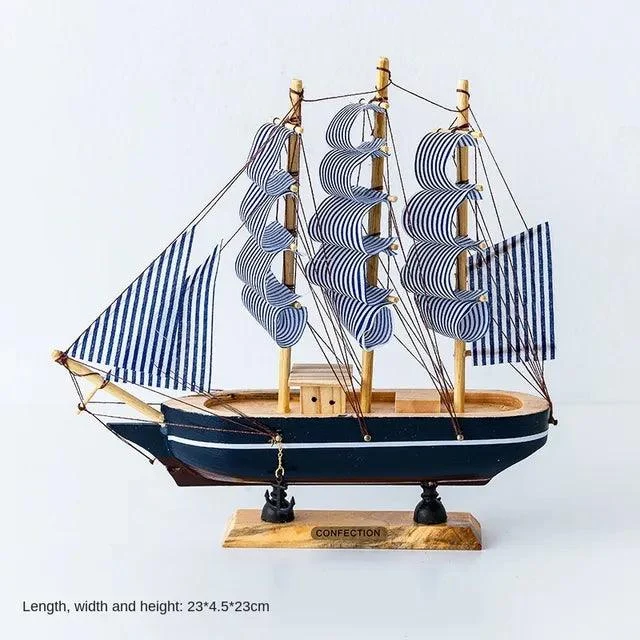 v-1481612239__-1209207925 Wooden Sailboat Model Decoration Crafts Birthday Gift Sculptures and Statues - ISTANBULLU LTD