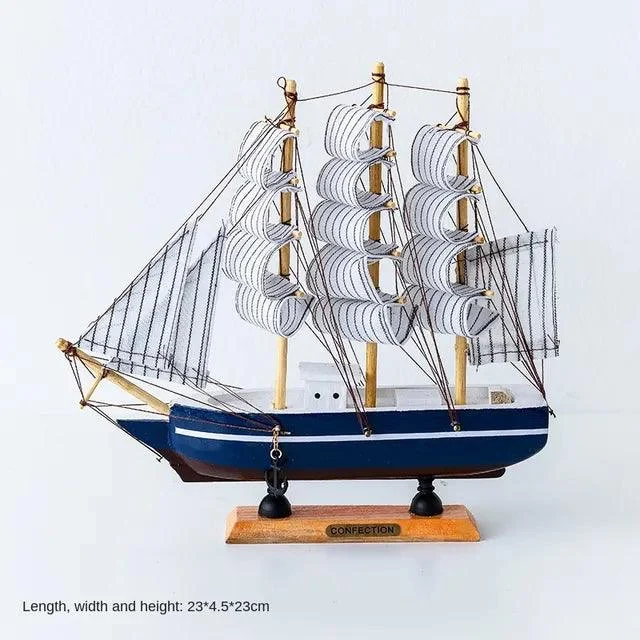 v-1481612240__453542609 Wooden Sailboat Model Decoration Crafts Birthday Gift Sculptures and Statues - ISTANBULLU LTD