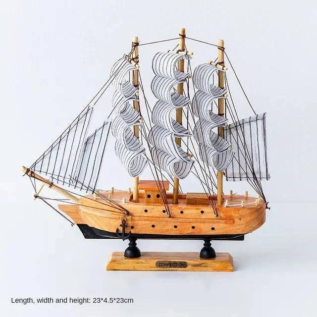 v-1481612245__-998191208 Wooden Sailboat Model Decoration Crafts Birthday Gift Sculptures and Statues - ISTANBULLU LTD