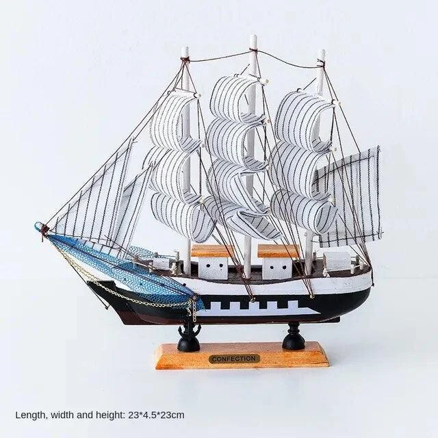 v-1481612246__-1666467041 Wooden Sailboat Model Decoration Crafts Birthday Gift Sculptures and Statues - ISTANBULLU LTD