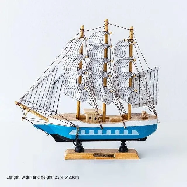 v-1481612248__1600808777 Wooden Sailboat Model Decoration Crafts Birthday Gift Sculptures and Statues - ISTANBULLU LTD