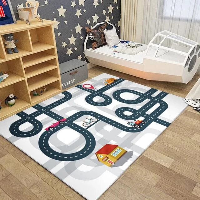 v-1567__-798090820 Road Traffic Route Map Carpet for Children Rugs Boys Girls - ISTANBULLU LTD