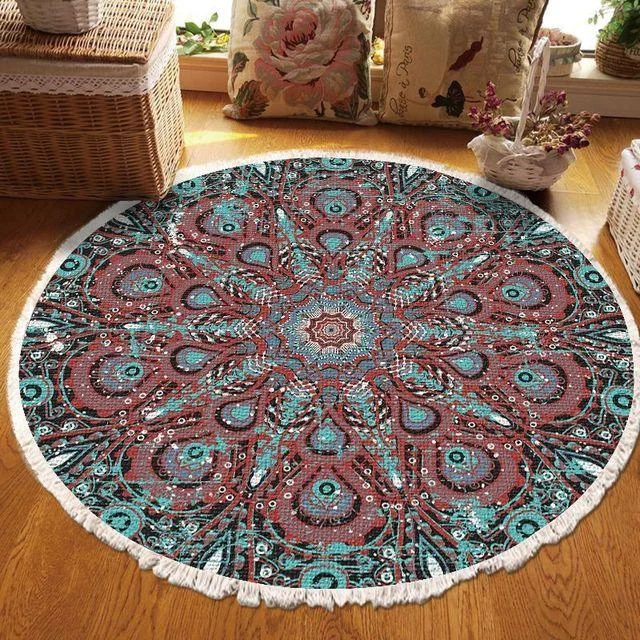 v-1568__711146498 Relax Boho Tassel European Round Rugs Living Room Carpets Decoration Machine Washable - ISTANBULLU LTD
