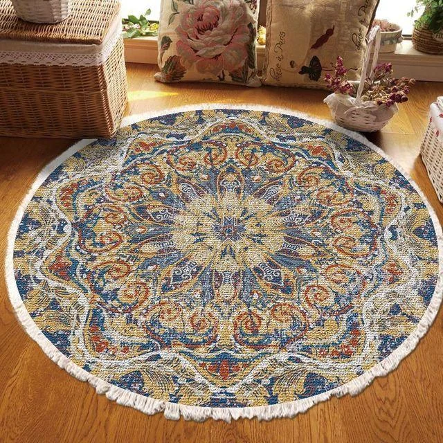 v-1570__822862693 Relax Boho Tassel European Round Rugs Living Room Carpets Decoration Machine Washable - ISTANBULLU LTD