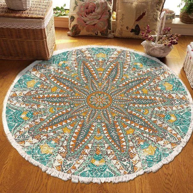 v-1571__-1088804810 Relax Boho Tassel European Round Rugs Living Room Carpets Decoration Machine Washable - ISTANBULLU LTD