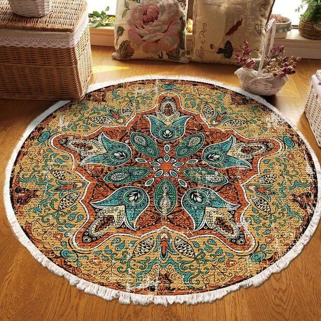 v-1572__-2055752804 Relax Boho Tassel European Round Rugs Living Room Carpets Decoration Machine Washable - ISTANBULLU LTD