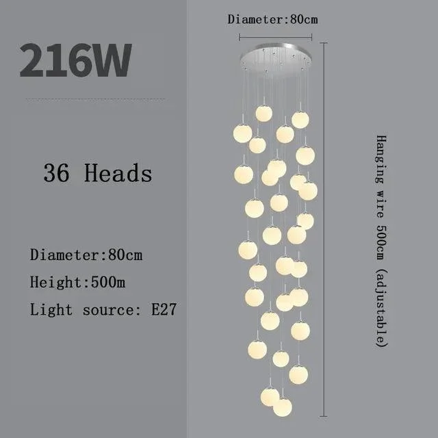 v-1657737327__-1923385330 Silver Gold European Glass Ball LED Pendant Lighting Living Dining Room Stairs Loft Chandelier - ISTANBULLU LTD