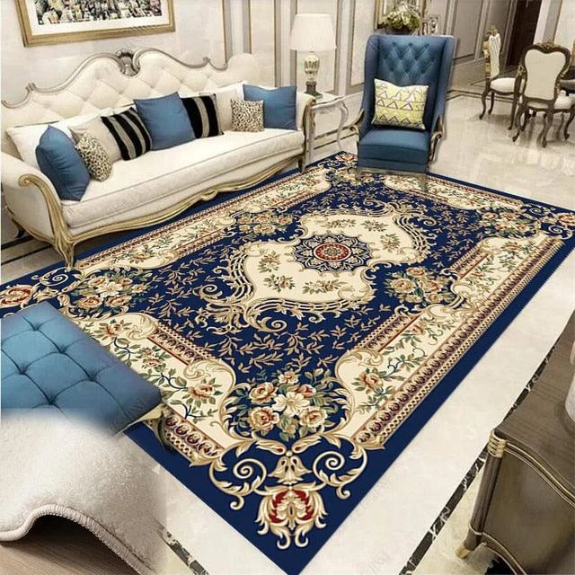 Red Blue Baroque Europe Carpet Thickened Living Room Rugs Large Decor - ISTANBULLU LTD