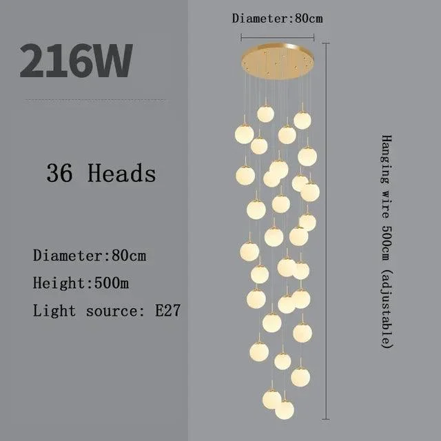 v-2036475612__1700303277 Silver Gold European Glass Ball LED Pendant Lighting Living Dining Room Stairs Loft Chandelier - ISTANBULLU LTD