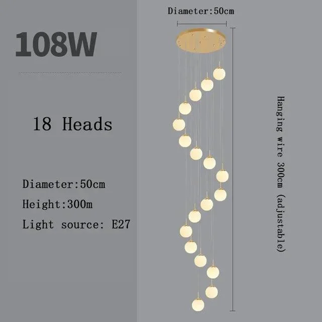 v-2055941639__520826450 Silver Gold European Glass Ball LED Pendant Lighting Living Dining Room Stairs Loft Chandelier - ISTANBULLU LTD