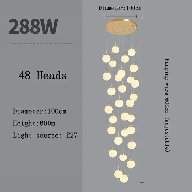v-358309405__1152141903 Silver Gold European Glass Ball LED Pendant Lighting Living Dining Room Stairs Loft Chandelier - ISTANBULLU LTD