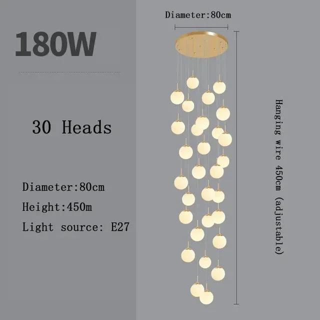 v-391564266__538651028 Silver Gold European Glass Ball LED Pendant Lighting Living Dining Room Stairs Loft Chandelier - ISTANBULLU LTD