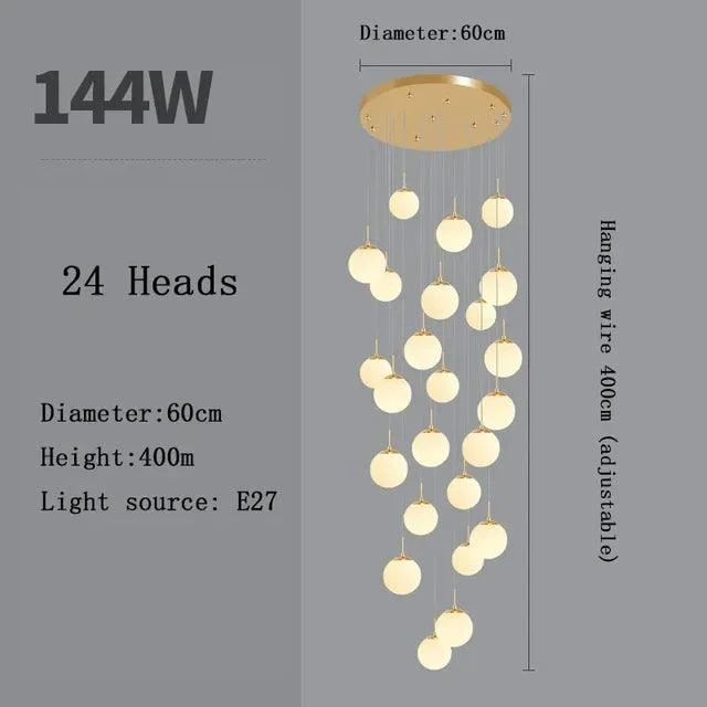 v-580325477__-243173179 Silver Gold European Glass Ball LED Pendant Lighting Living Dining Room Stairs Loft Chandelier - ISTANBULLU LTD