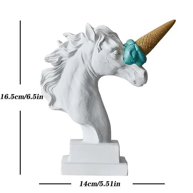White European Ice Cream & Horse Head Resin Animal Sculptures and Statues - ISTANBULLU LTD