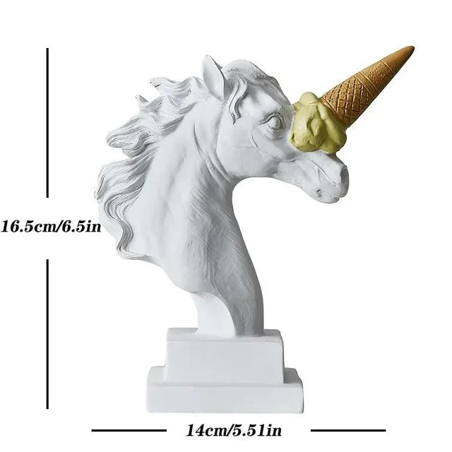 White European Ice Cream & Horse Head Resin Animal Sculptures and Statues - ISTANBULLU LTD