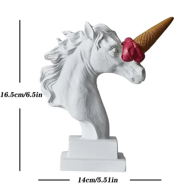 White European Ice Cream & Horse Head Resin Animal Sculptures and Statues - ISTANBULLU LTD