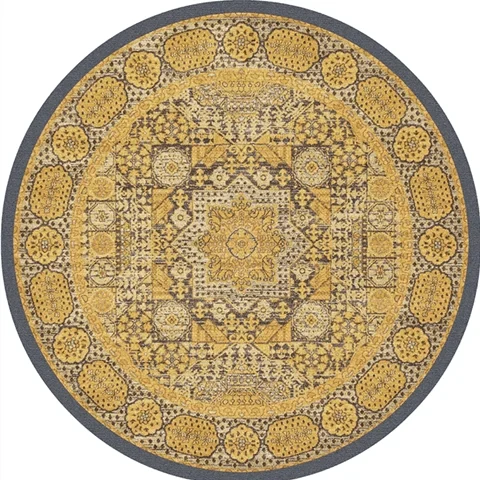 v-72__163939693 Round Vintage Premium Rug Carpet Living Room Decoration Washable for Lounge Non-slip - ISTANBULLU LTD