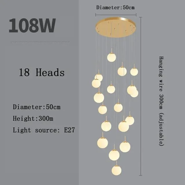 v-769086688__2104805586 Silver Gold European Glass Ball LED Pendant Lighting Living Dining Room Stairs Loft Chandelier - ISTANBULLU LTD