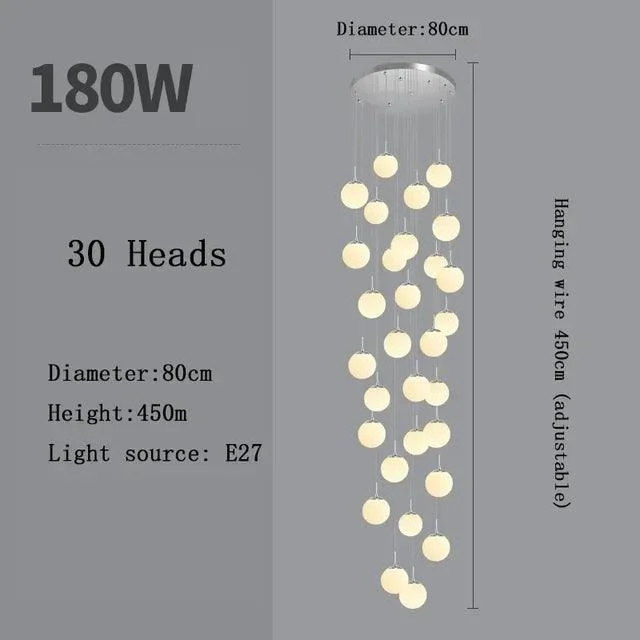 v-770302551__2099780553 Silver Gold European Glass Ball LED Pendant Lighting Living Dining Room Stairs Loft Chandelier - ISTANBULLU LTD