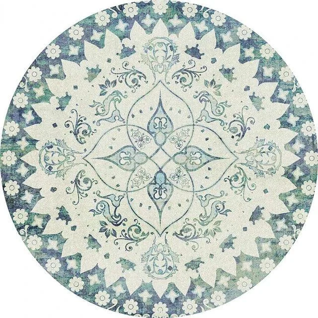 v-83__708519667 Round Vintage Premium Rug Carpet Living Room Decoration Washable for Lounge Non-slip - ISTANBULLU LTD