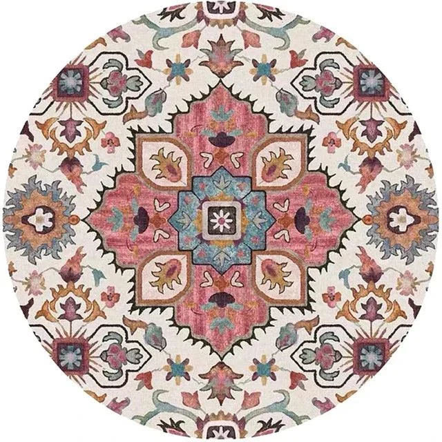 v-85__1016633333 Round Vintage Premium Rug Carpet Living Room Decoration Washable for Lounge Non-slip - ISTANBULLU LTD
